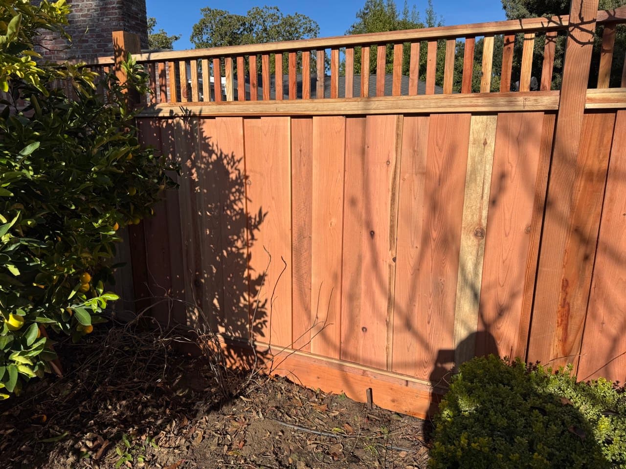 All Redwood 6'+1' 1x2 Top With 4x6 Chamfered Posts 2